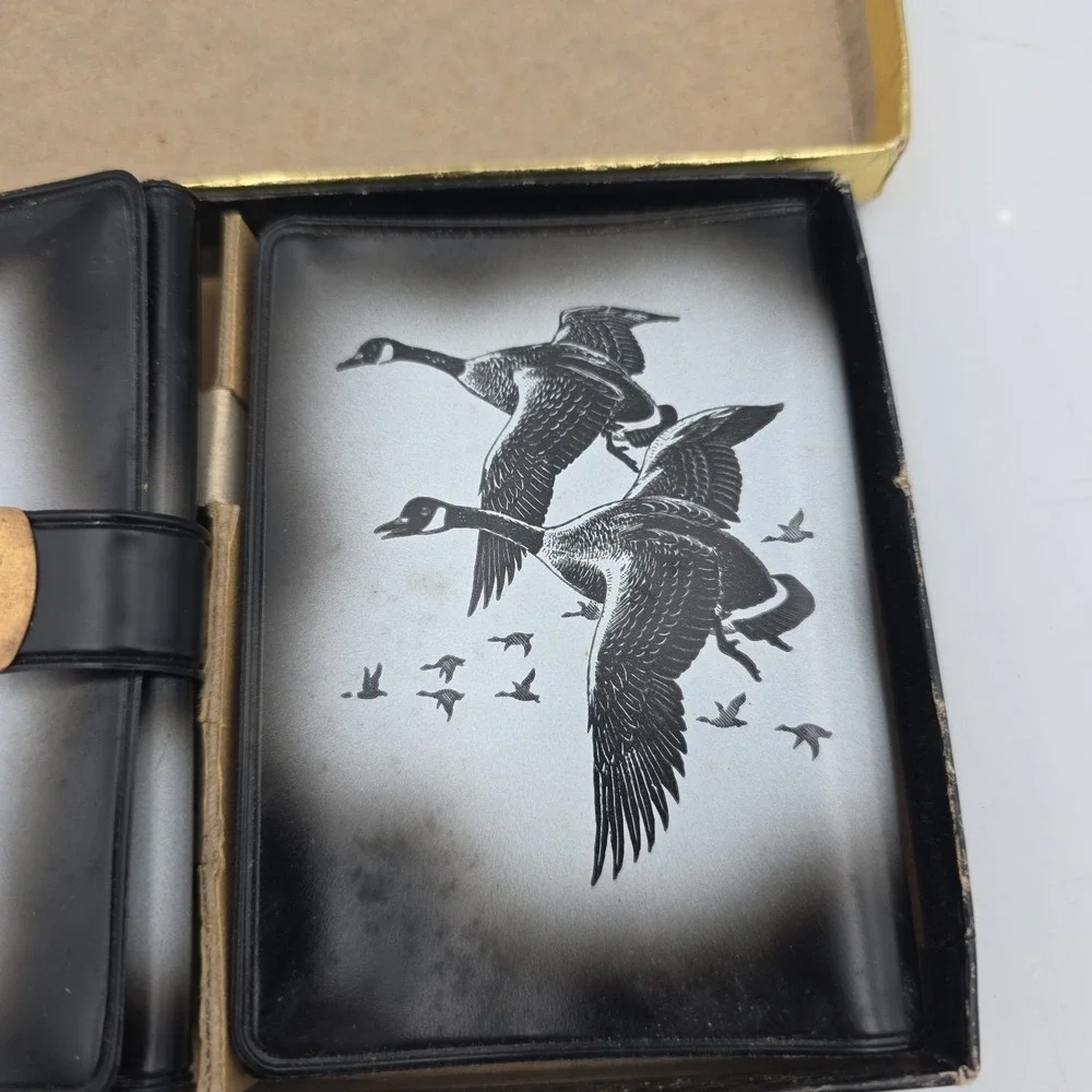 Vintage Geese Flying Vinyl Check Book Holder Travel Wallet Organizer Lot Of 2
